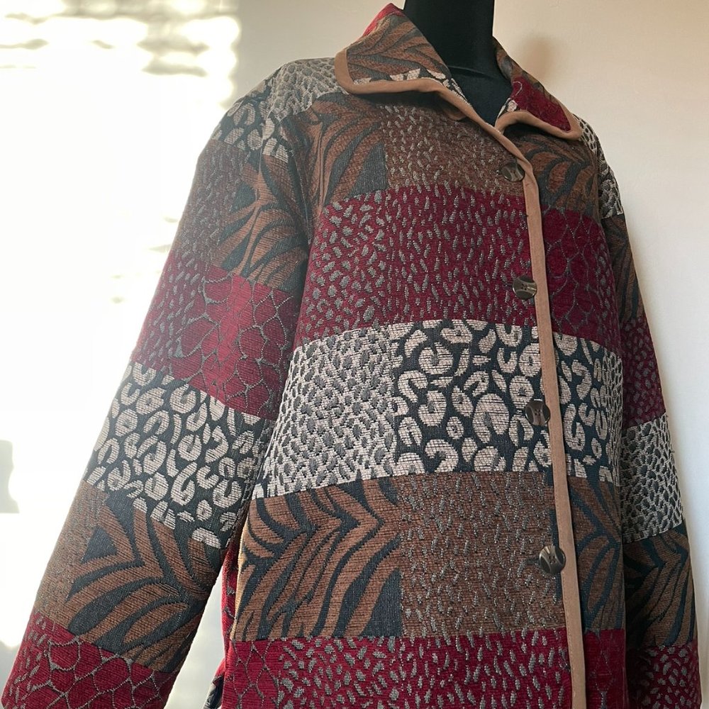 Vintage White Stag Tapestry Peacoat